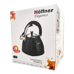 Czajnik metalowy z gwizdkiem Hoffner 3L Indukcja Gaz Biały HF-7841