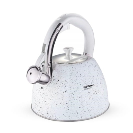 Przejdź do produktu Czajnik metalowy z gwizdkiem Hoffner 3L Indukcja Gaz Biały HF-7841