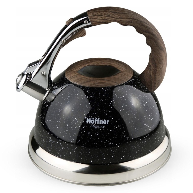 Czajnik metalowy z gwizdkiem Hoffner 3L Indukcja Gaz Czarny HF-3794