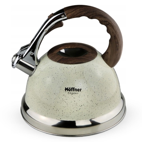 Przejdź do produktu Czajnik metalowy z gwizdkiem Hoffner 3L Indukcja Gaz Biały HF-3794