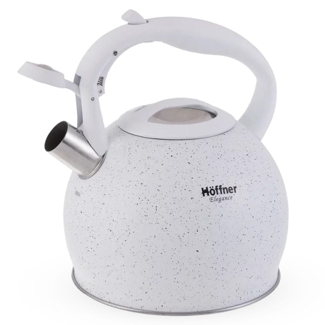 Przejdź do produktu Czajnik metalowy z gwizdkiem Hoffner 3L Indukcja Gaz Biały HF-3780