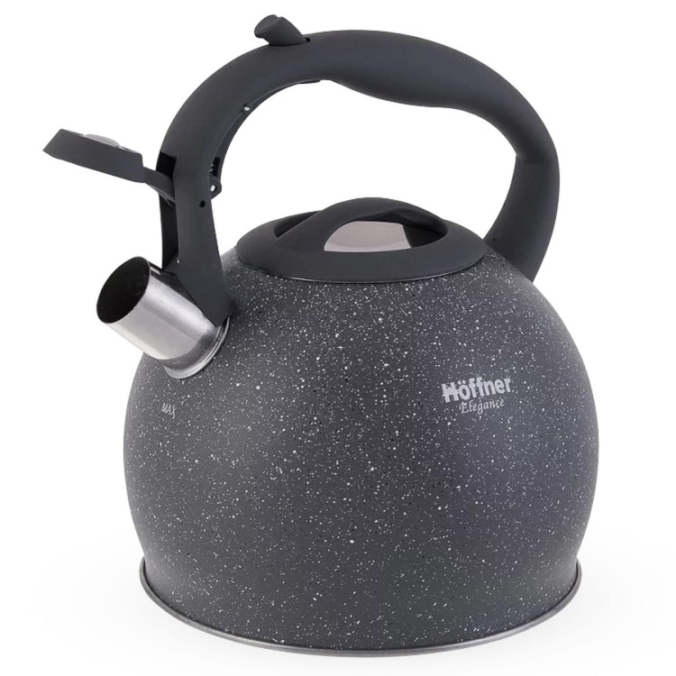 Czajnik metalowy z gwizdkiem Hoffner 3L Indukcja Gaz Szary HF-3780