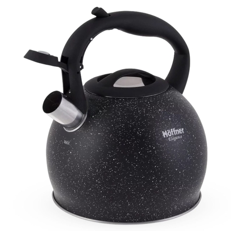Przejdź do produktu Czajnik metalowy z gwizdkiem Hoffner 3L Indukcja Gaz Czarny HF-3780