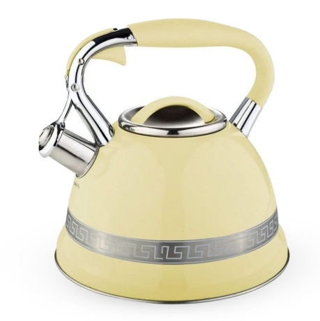 Przejdź do produktu Czajnik metalowy z gwizdkiem Hoffner 3L Indukcja Gaz Żółty HF-3983