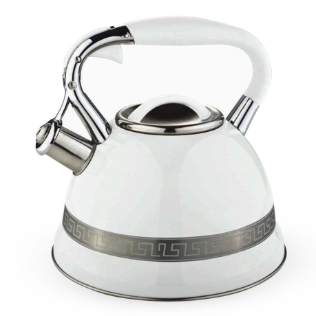 Przejdź do produktu Czajnik metalowy z gwizdkiem Hoffner 3L Indukcja Gaz Biały HF-3983