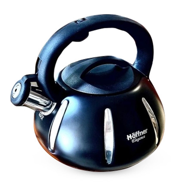 Czajnik metalowy z gwizdkiem Hoffner 3L Indukcja Gaz Czarny HF-3891