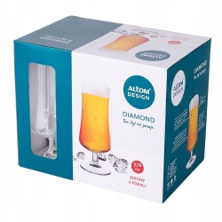 Szklane pokale do piwa drinków Altom Design Diamond 370ml 6szt
