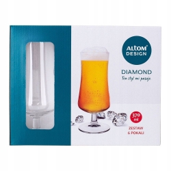 Szklane pokale do piwa drinków Altom Design Diamond 370ml 6szt