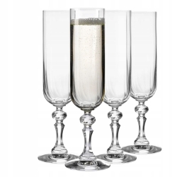 Eleganckie kieliszki na tłoczonej nodze do szampana KROSNO Paris 220ml 4szt