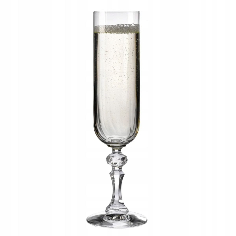 Eleganckie kieliszki na tłoczonej nodze do szampana KROSNO Paris 220ml 4szt