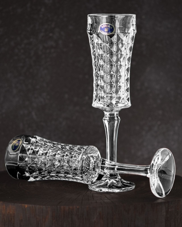 Kryształowe kieiszki do szampana Bohemia DIAMOND 120ml