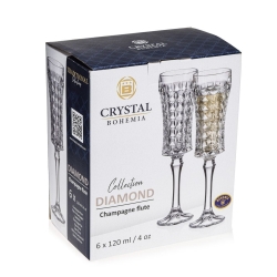 Kryształowe kieiszki do szampana Bohemia DIAMOND 120ml