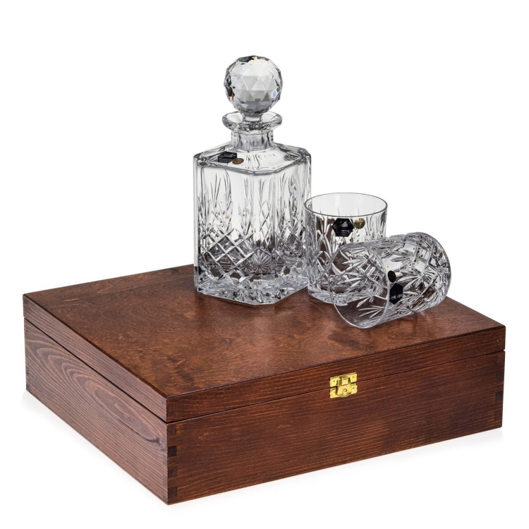 Zestaw do whisky JULIA Ananas kryształ 6+1 w skrzynce z GRAWEREM