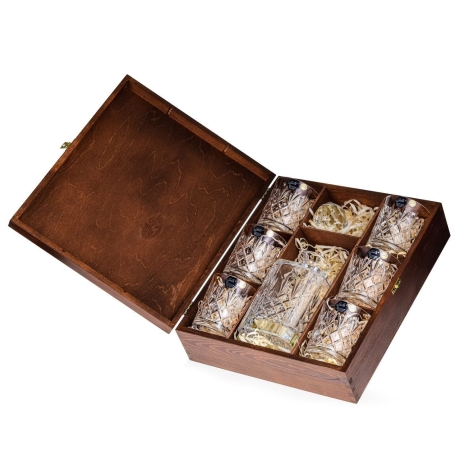 Przejdź do produktu Zestaw do whisky JULIA Ananas kryształ 6+1 w skrzynce z GRAWEREM