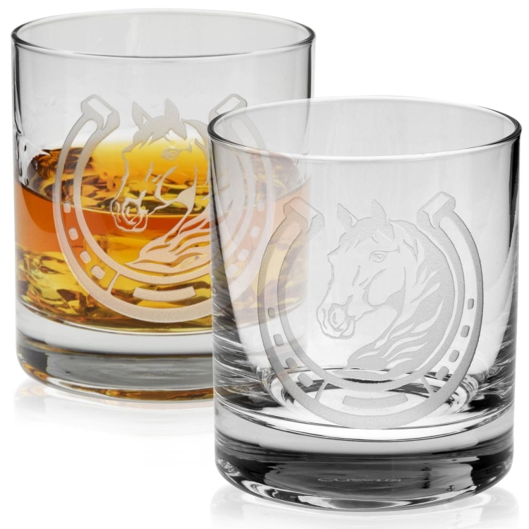 Szklanki do whisky "KONIE - PODKOWA" 300 ml | 2 szt. | Horse glass w pudełku Szklanka.pl