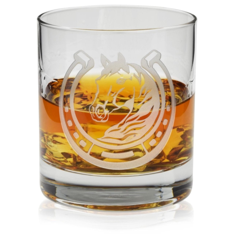 Szklanki do whisky "KONIE - PODKOWA" 300 ml | 2 szt. | Horse glass w pudełku Szklanka.pl