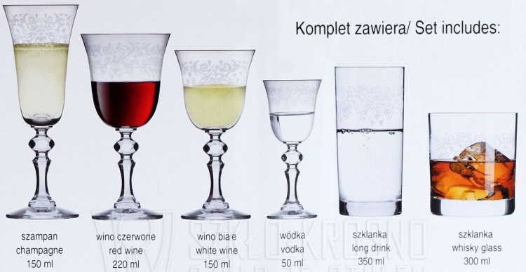 Komplet kieliszków i szklanek KROSNO KRISTA-DECO 36 el.