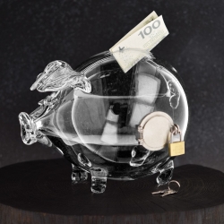 Duża szklana skarbonka ŚWINKA - OTWIERANA V2