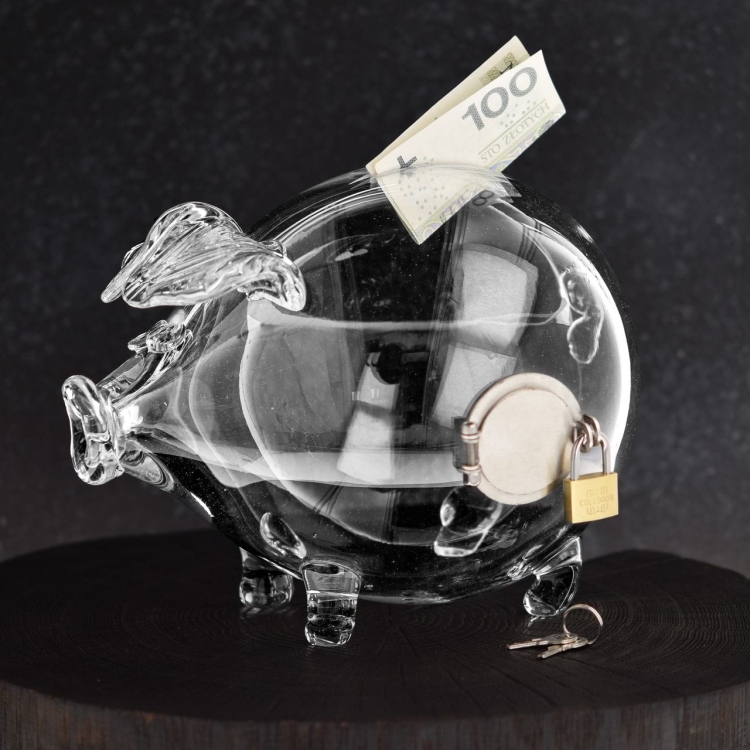 Duża szklana skarbonka ŚWINKA - OTWIERANA V2