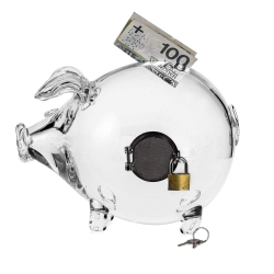 Duża szklana skarbonka ŚWINKA - OTWIERANA V2