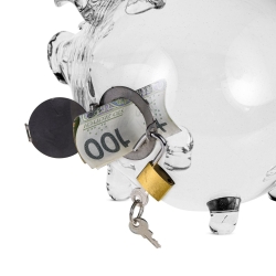 Duża szklana skarbonka ŚWINKA - OTWIERANA V2