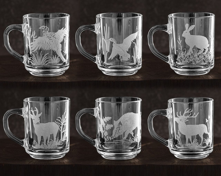 Kubki z uchem do kawy herbaty soku "Myśliwskie" 250ml 6szt