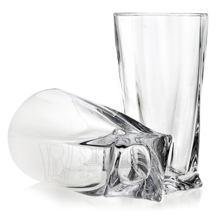 Ekskluzywne KRYSZTAŁOWE Szklanki Bohemia Quadro LONG 350 ml