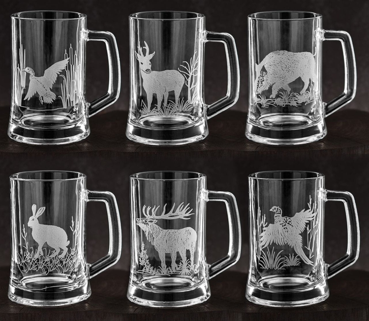 Myśliwskie kufle z rączką do piwa 685ml 6szt.