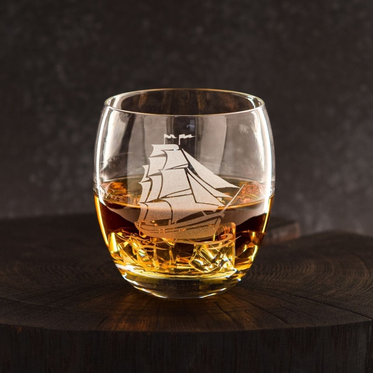 Szklanka do whisky ŻAGLOWIEC | 300ml | 1szt. | Motyw marynistyczny w pudełku Szklanka.pl