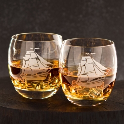 Szklanki do whisky ŻAGLOWIEC | 300ml | 2szt. | Motyw marynistyczny w pudełku Szklanka.pl