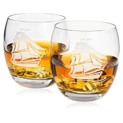 Szklanki do whisky ŻAGLOWIEC | 300ml | 2szt. | Motyw marynistyczny w pudełku Szklanka.pl