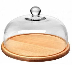 Klosz z drewnianą paterą KROSNO Glamour 28,5cm