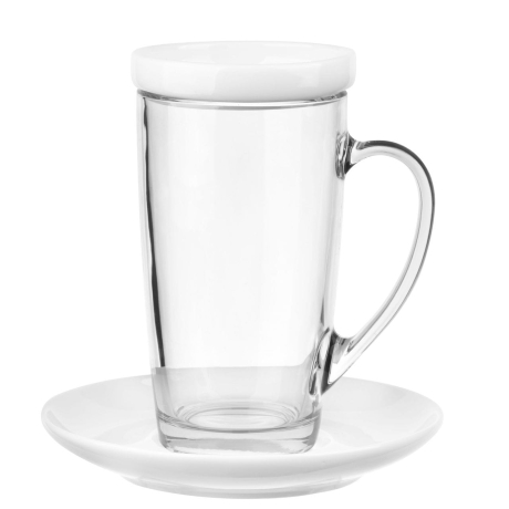 Przejdź do produktu Wysoki Kubek Alex ze spodkiem i wieczkiem do kawy, herbaty 400ml 1szt.