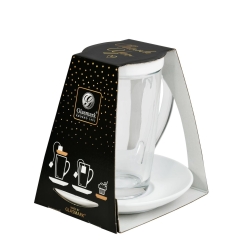 Wysoki Kubek Alex ze spodkiem i wieczkiem do kawy, herbaty 400ml 1szt.