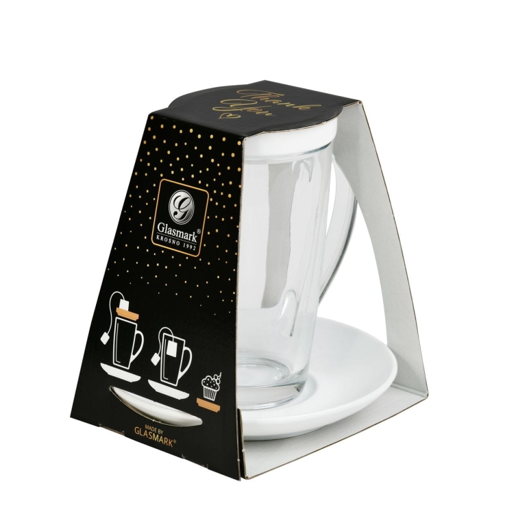 Wysoki Kubek Alex ze spodkiem i wieczkiem do kawy, herbaty 400ml 1szt.