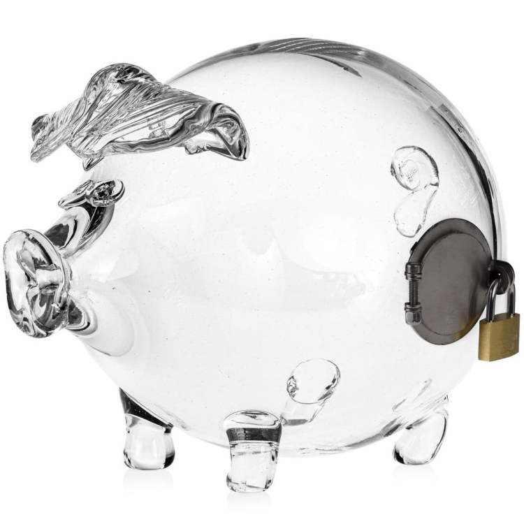 Duża szklana skarbonka ŚWINKA - OTWIERANA V2