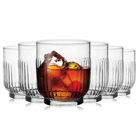 Przejdź do produktu Szklanki ryflowane niskie do napojów whisky soku wody 290 ml 6szt.