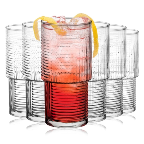 Przejdź do produktu Szklanki ryflowane wysokie do napojów soku wody 400 ml 6szt.