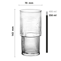 Szklanki ryflowane wysokie do napojów whisky soku wody 400 ml 6szt.