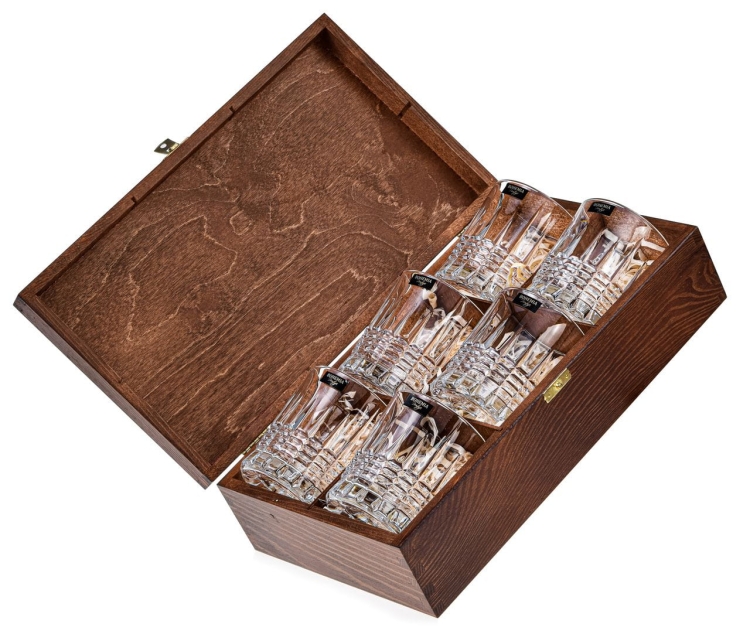 Kryształowe szklanki do whisky BOHEMIA PERFECTO 300ml w skrzynce z GRAWEREM
