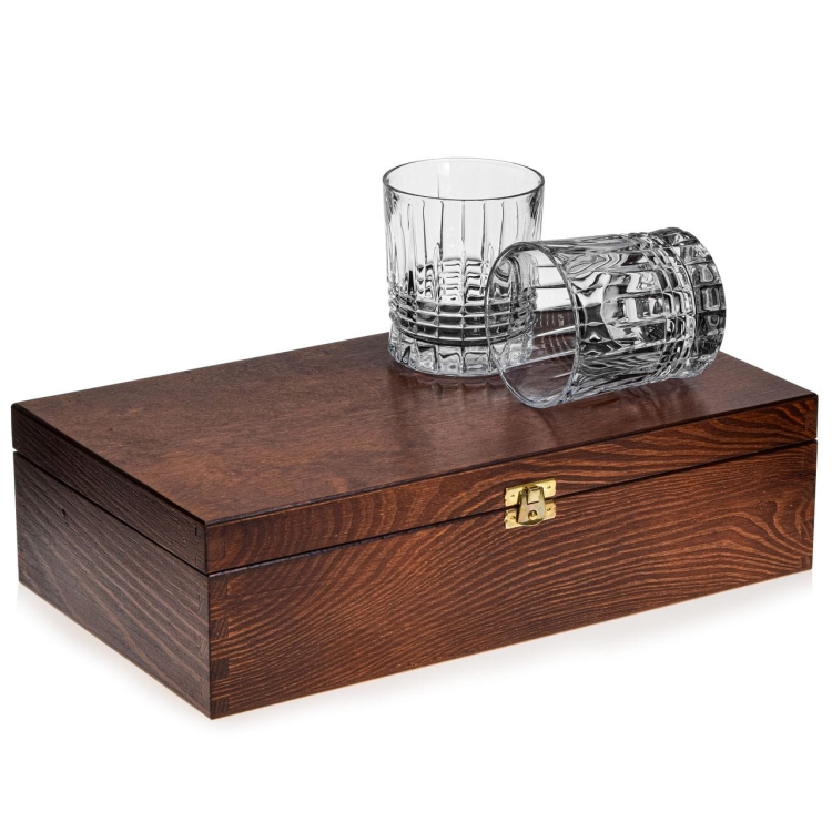 Kryształowe szklanki do whisky BOHEMIA PERFECTO 300ml w skrzynce z GRAWEREM