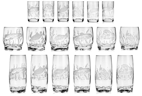 Przejdź do produktu Wędkarski komplet szkła szklanki i kieliszki 18el 