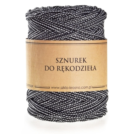 Przejdź do produktu Sznurek do rękodzieła makramy z rdzeniem Czarno biały 5mm 100m