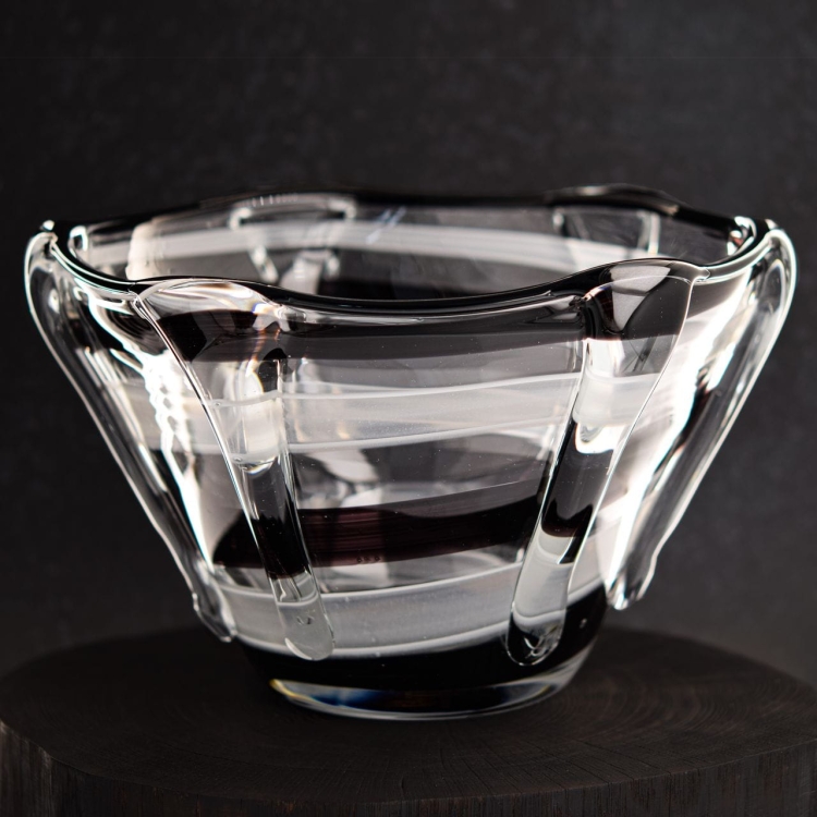 Salaterka szklana biało czarna 28cm