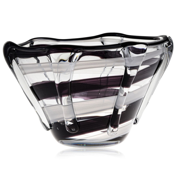 Salaterka szklana biało czarna 28cm