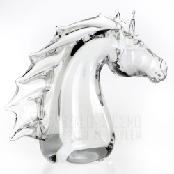 Rzeźba szklana - głowa konia bezbarwna 
