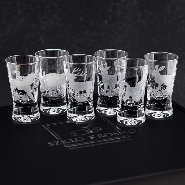 Kieliszki do wódki Myśliwskie X 25 ml 6 szt. w pudełku szklokrosno.pl
