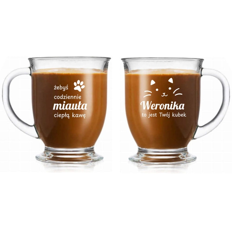 Szklanka z grawerem dla Kociary, Kot 400ml 1szt