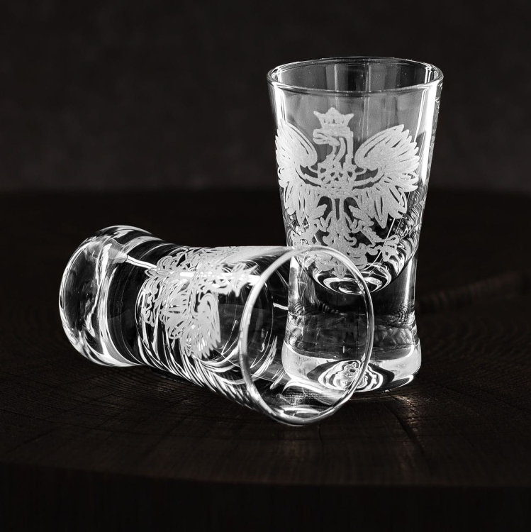 Kieliszki do wódki Polska ORZEŁ 25 ml 6 szt. w pudełku Szklanka.pl