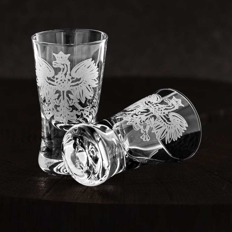 Kieliszki do wódki Polska ORZEŁ 25 ml 6 szt. w pudełku Szklanka.pl